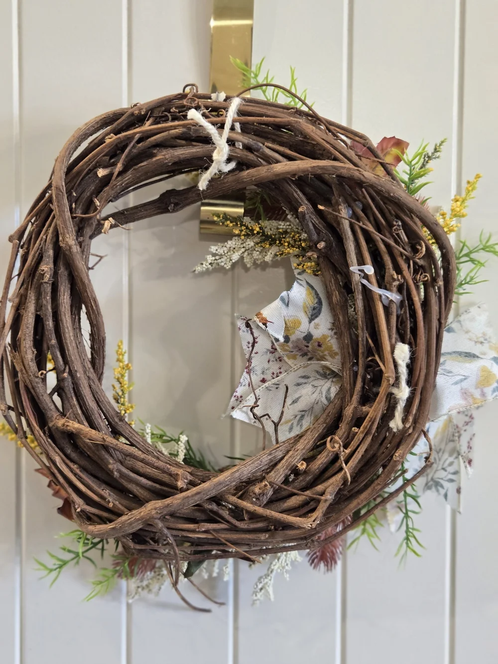Handcrafted Autumn Grapevine Wreath w/ Burlap Bow - Fall Home Holiday Decor- NEW